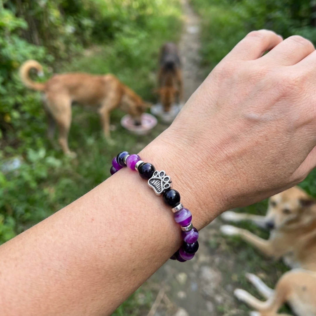 Prayer FM Purple Crystal Handcrafted Adjustable Charity Bracelet