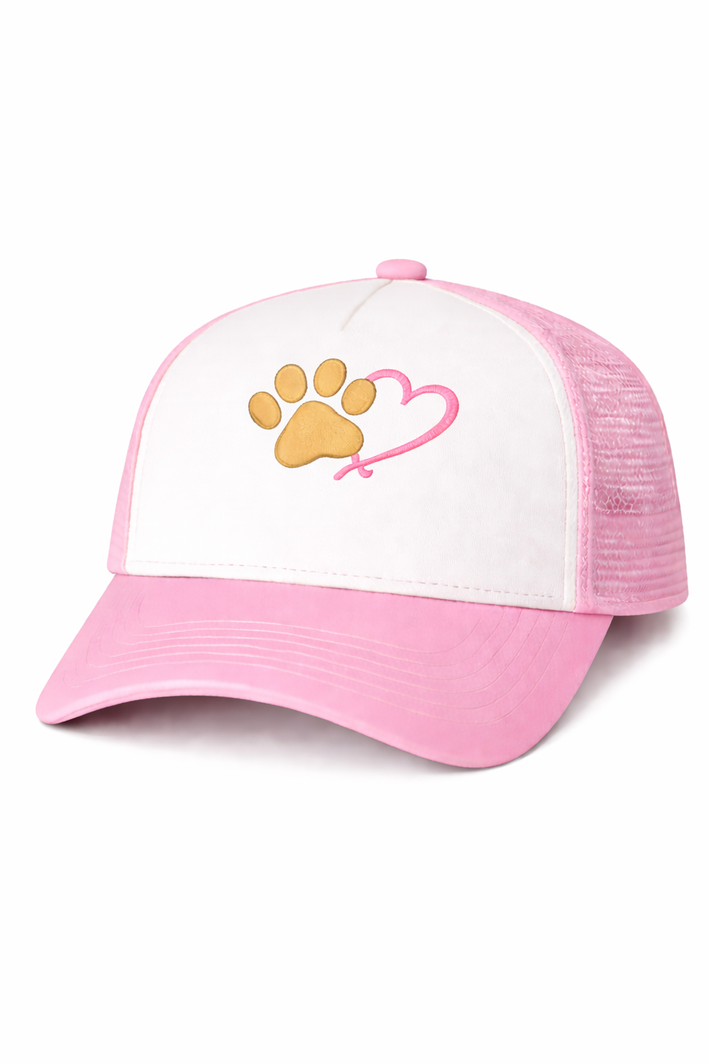 Prayer FM Paw Heart Embroidered Cotton Trucker Cap