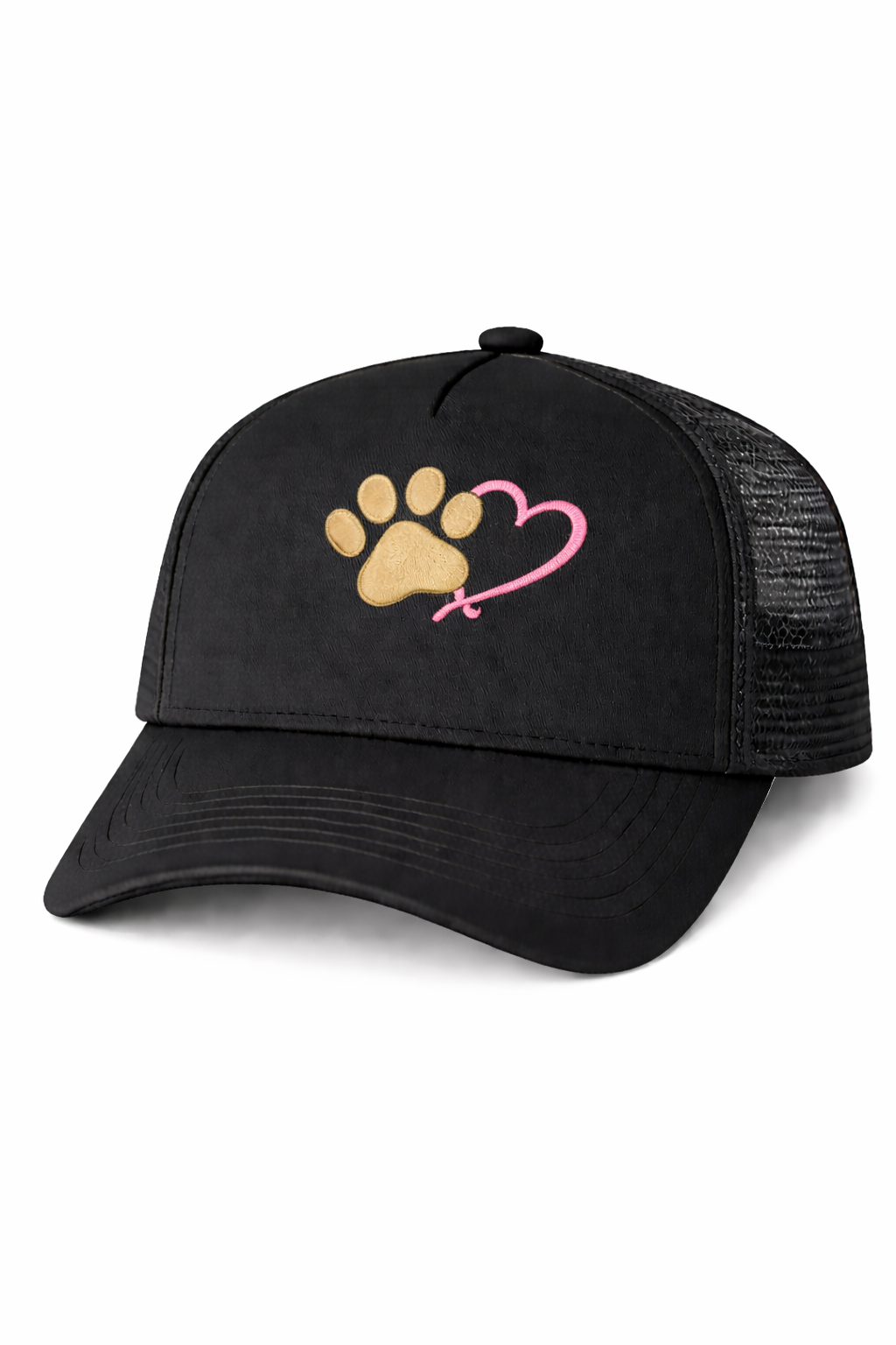 Prayer FM Paw Heart Embroidered Cotton Trucker Cap